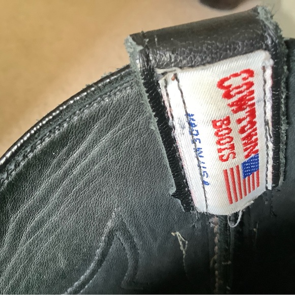 Men's Black Western Leather Boots - Picture 4 of 5